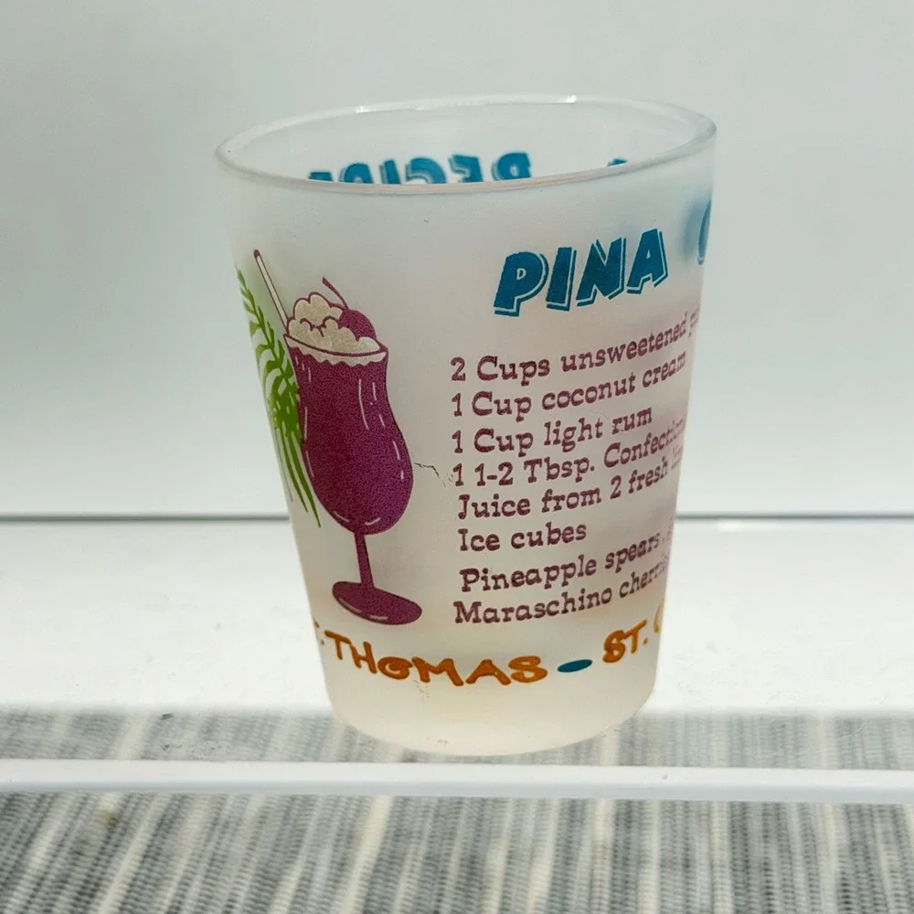 US Virgin Islands Pina Colada Recipe Frosted Shot Glass St Thomas Croix John